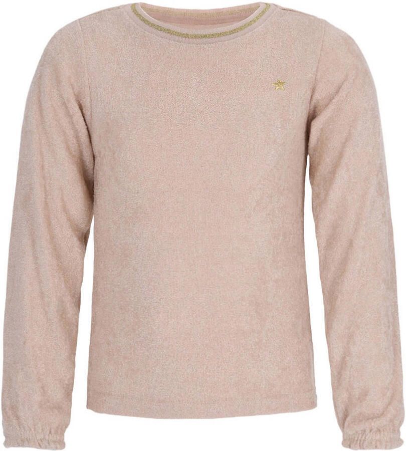 Like Flo getailleerde longsleeve met ruches crème