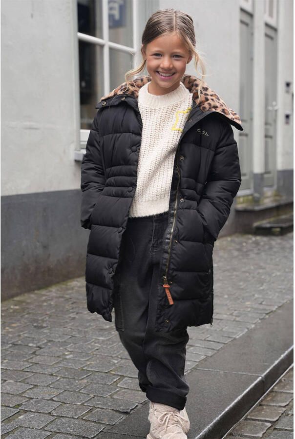 Like Flo quilted gewatteerde winterjas Abby antraciet Grijs Meisjes Polyester Capuchon 158 164