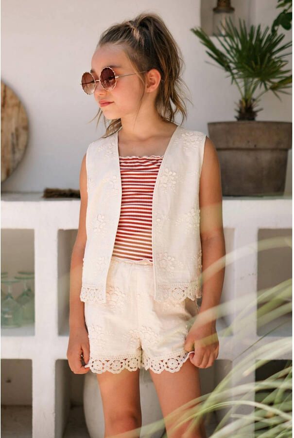 LIKE FLO Meisjes Blazers Dafne Embroidery Gilet Ecru - Foto 6