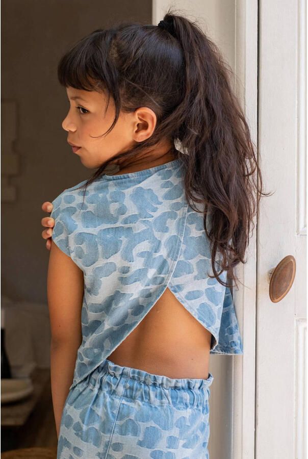 LIKE FLO Meisjes Tops & T-shirts Clara Chambrey Knotted Top Lichtblauw - Foto 4