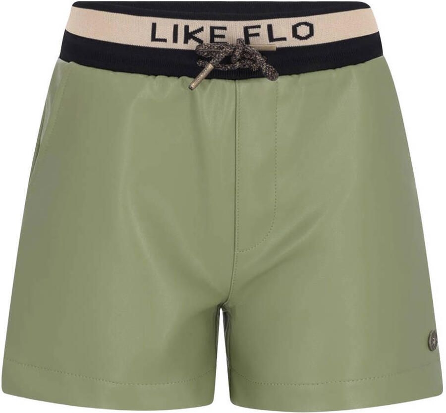 Like Flo imitatieleren regular fit casual jacquard short groen