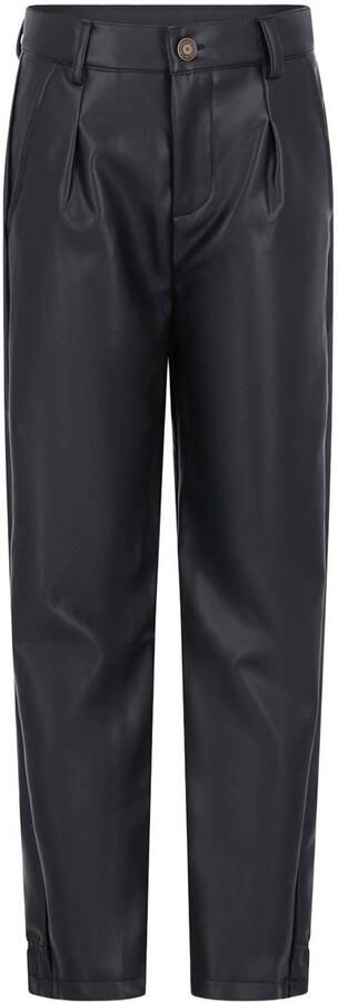 Like Flo imitatieleren regular fit coated broek antraciet
