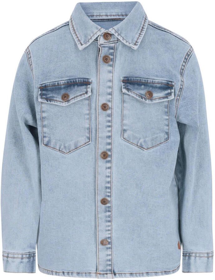 Like Flo junior denim casual overhemd lichtblauw