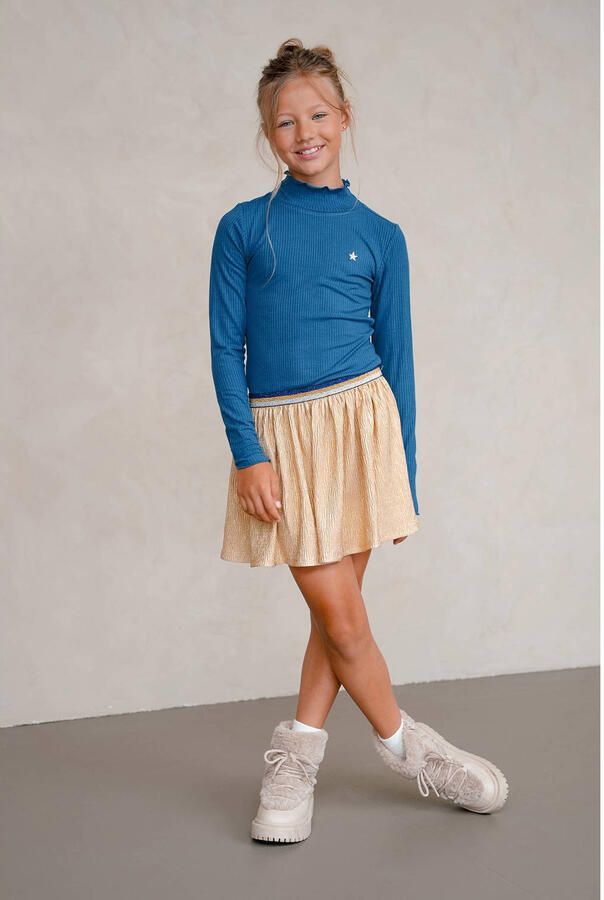 Like Flo jurk met col rib gebreid blauw