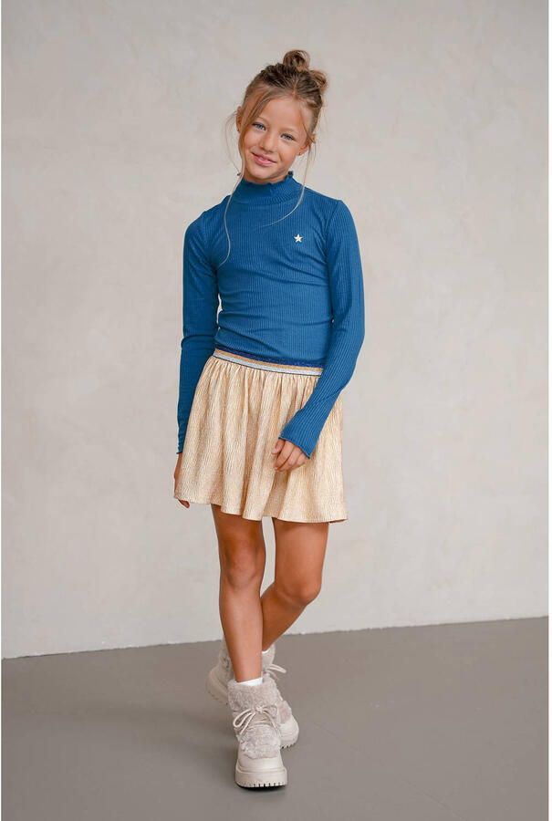 Like Flo jurk met col rib gebreid blauw - Foto 2