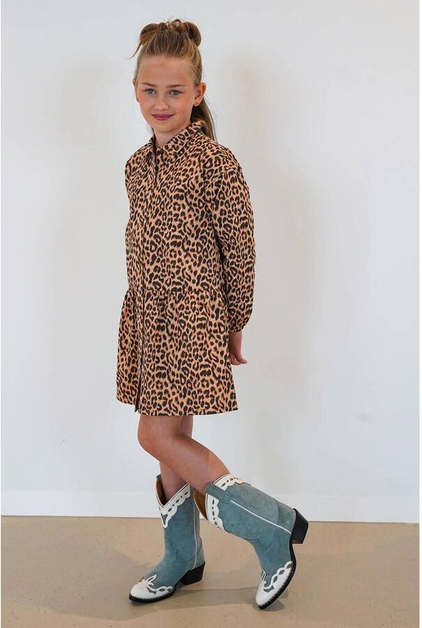 Like Flo korte blousejurk met panterprint