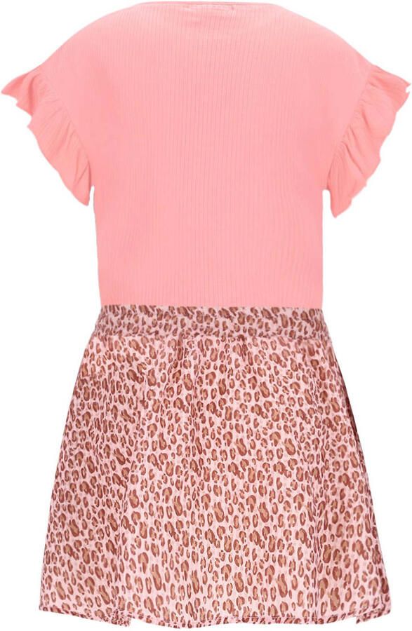 Like Flo korte jurk met panterprint roze