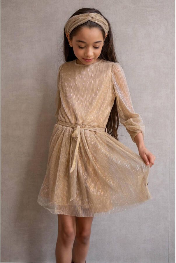 LIKE FLO Meisjes Jurken Maze Flo Plissee Dress Goud - Foto 5