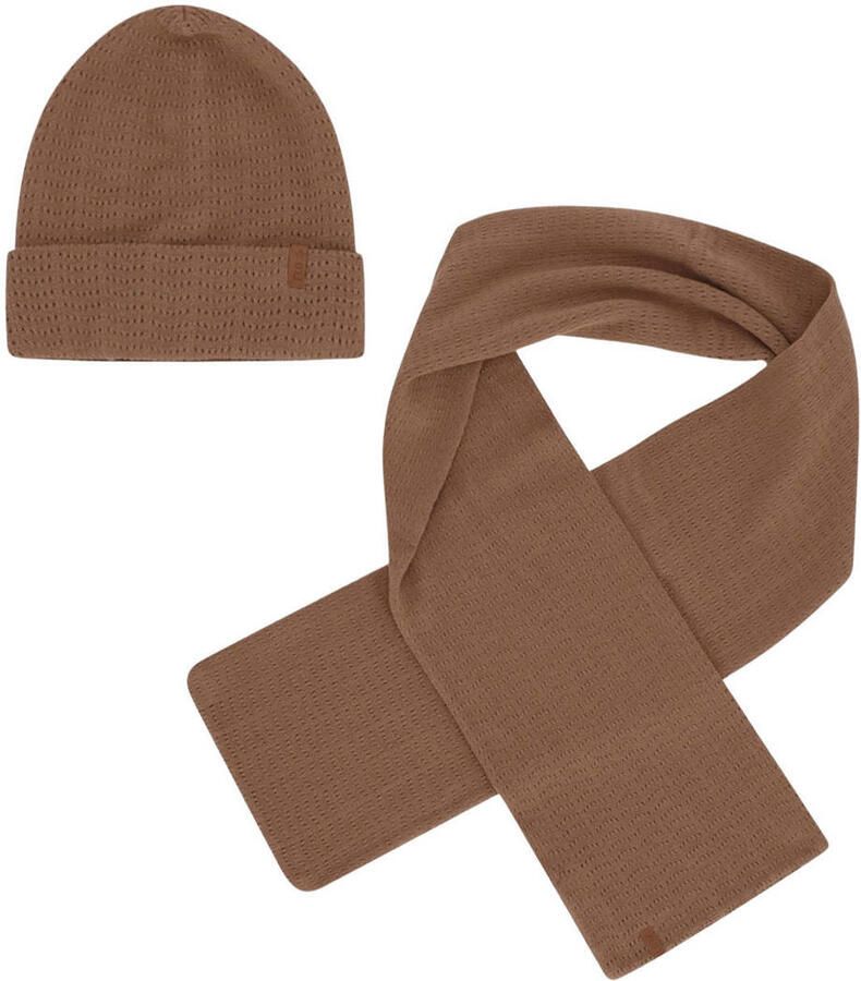 Like Flo Nomee muts + sjaal donkerbruin Muts sjaal Meisjes Polyester maat 134-164