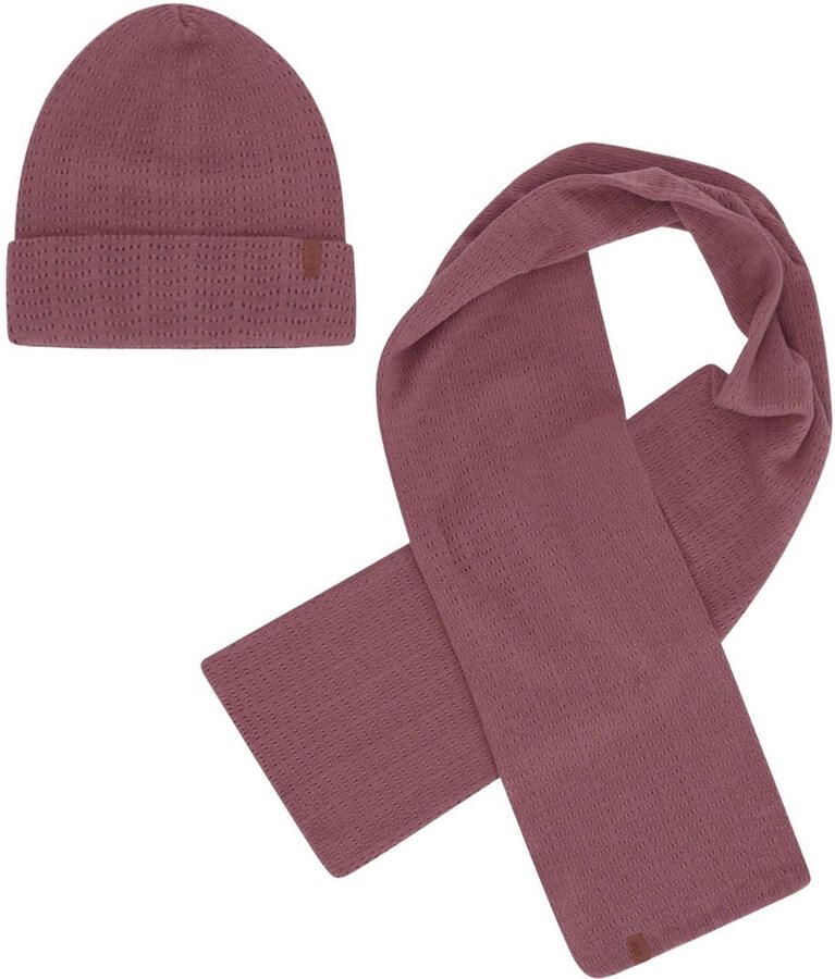 Like Flo Nomee muts + sjaal oudroze Muts sjaal Meisjes Polyester Effen maat 104-128