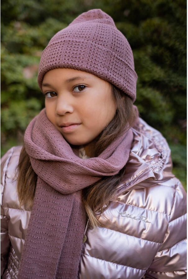 Like Flo Nomee muts + sjaal oudroze Muts sjaal Meisjes Polyester Effen maat 104-128 - Foto 2