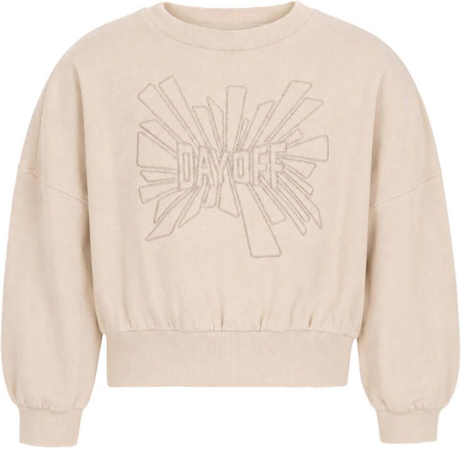 Like Flo oversized sweater met print ecru