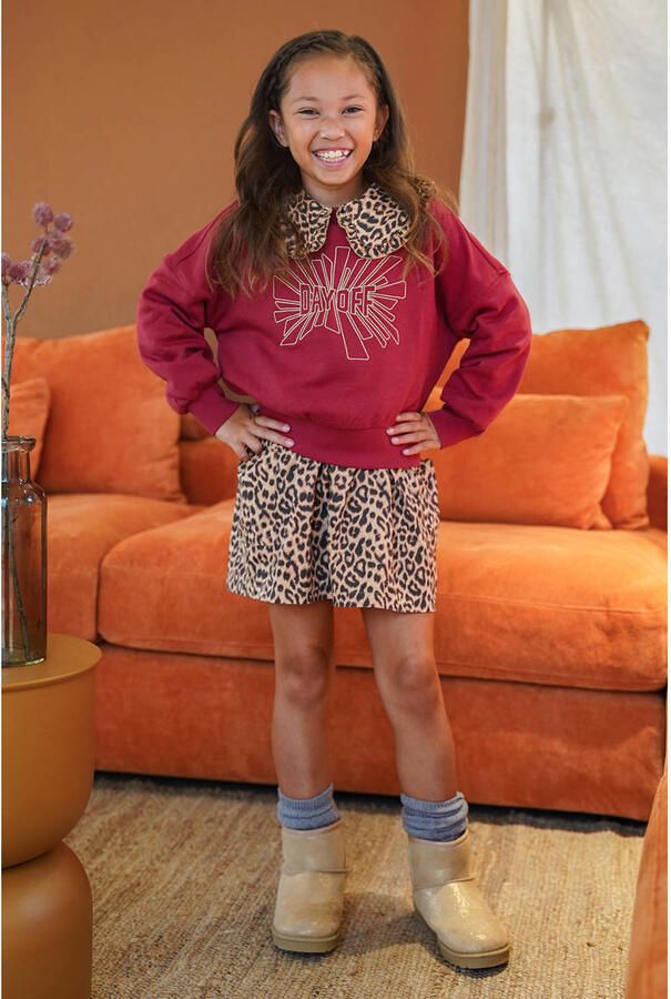 Like Flo oversized sweater met print rood Meisjes Katoen Ronde hals Printopdruk - Foto 2