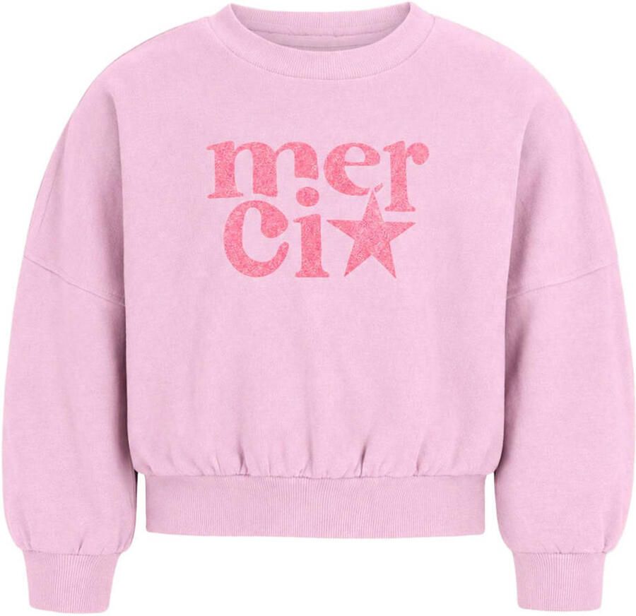 Like Flo oversized sweater met print roze Meisjes Katoen Ronde hals Printopdruk