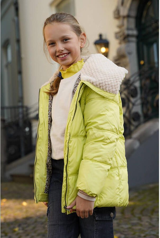 Like Flo quilted gewatteerde winterjas Amaya felgeel beige Meisjes Polyester Capuchon 122 128 - Foto 4
