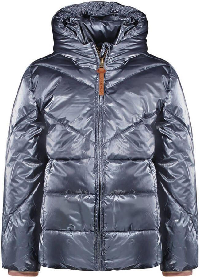 Like Flo quilted gewatteerde winterjas Ashley donkerblauw metallic Meisjes Polyamide Capuchon 146 152 - Foto 2