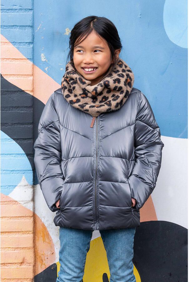 Like Flo quilted gewatteerde winterjas Ashley donkerblauw metallic Meisjes Polyamide Capuchon 146 152