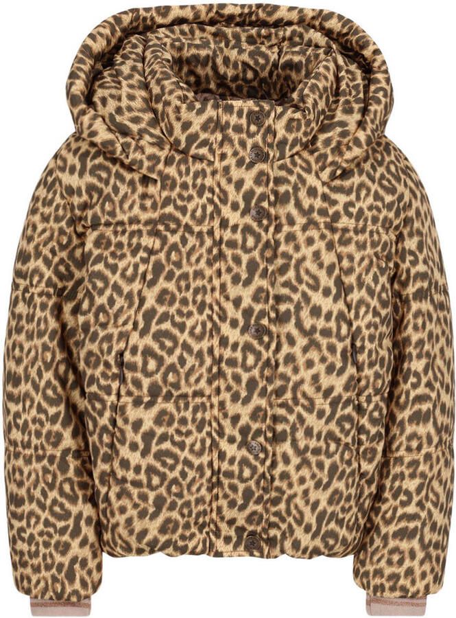 Like Flo quilted winterjas met panterprint bruin