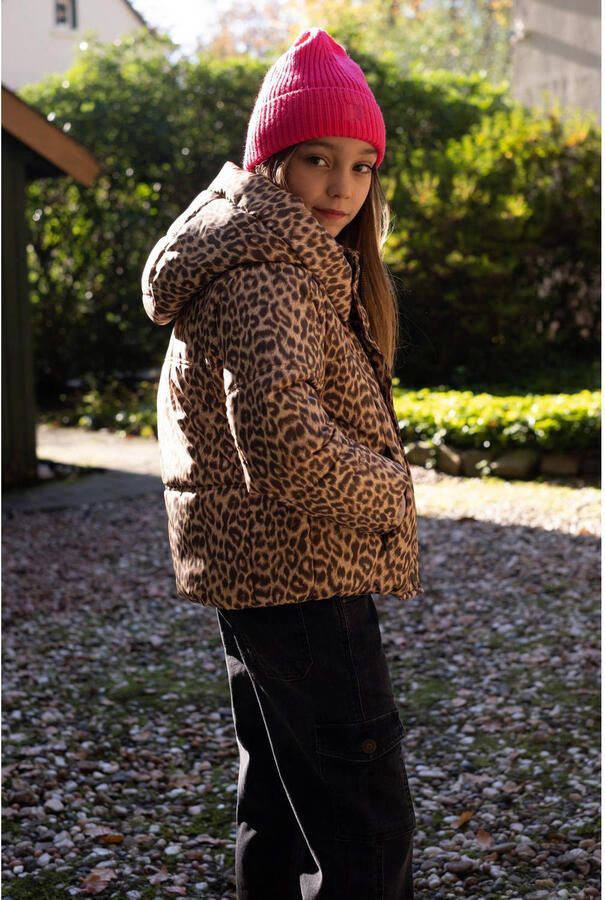 Like Flo quilted winterjas met panterprint bruin - Foto 2