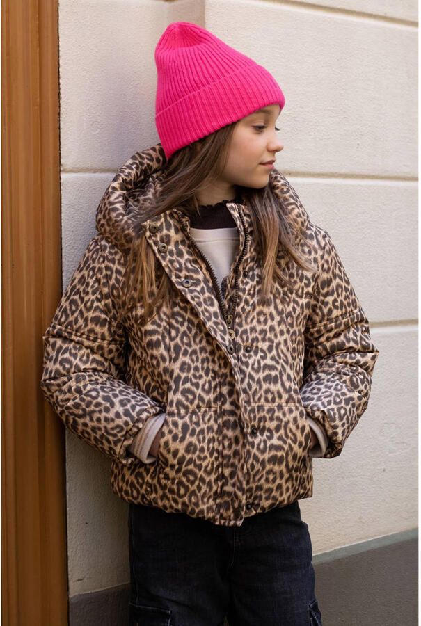 Like Flo quilted winterjas met panterprint bruin - Foto 3
