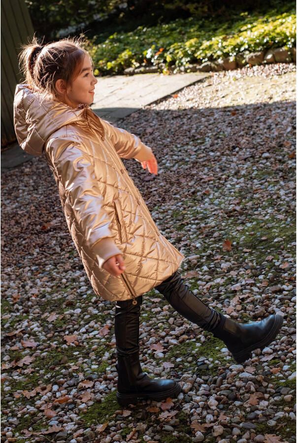 Like Flo quilted winterjas met split bruin