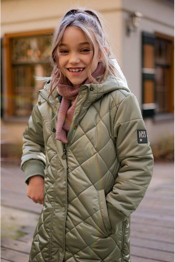 Like Flo quilted winterjas met split groen - Foto 3