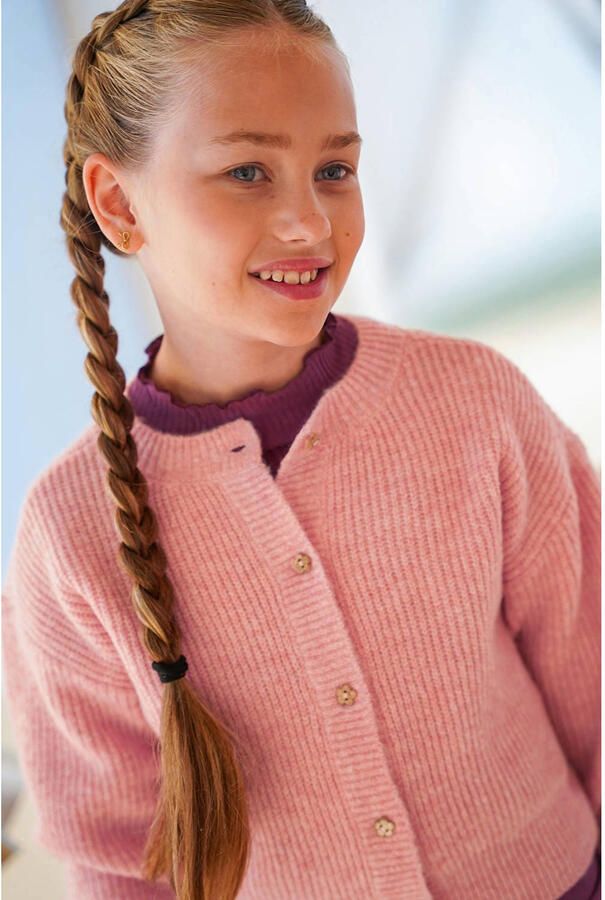 Like Flo rechtvallend gebreid vest roze - Foto 3