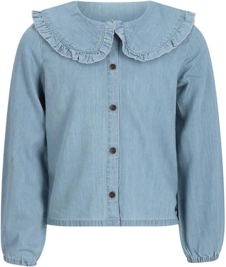 Like Flo rechtvallende blouse met ruches lichtblauw