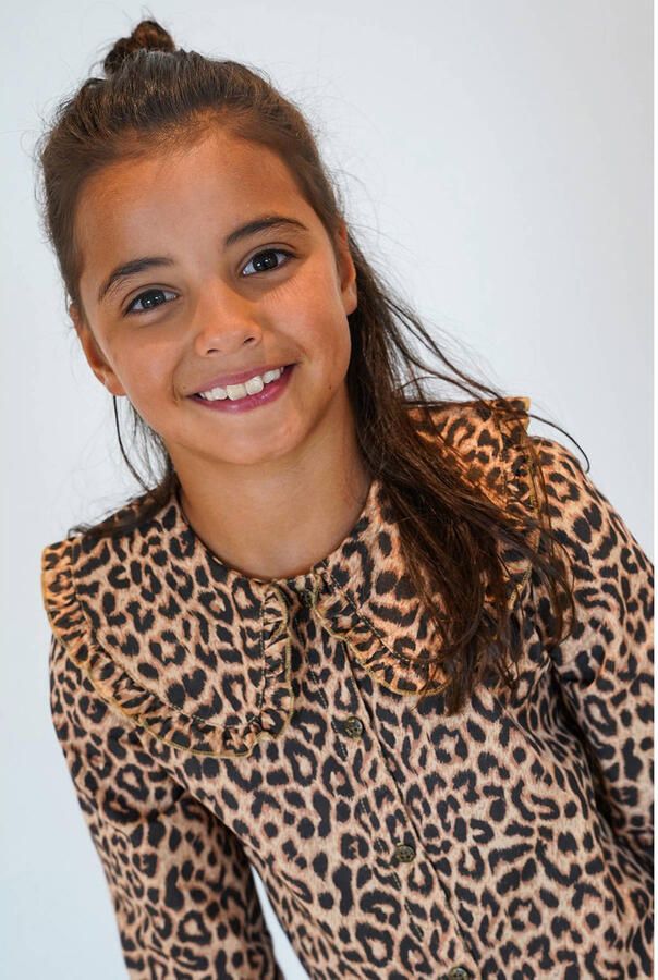 Like Flo rechtvallende blouse met split en panterprint bruin - Foto 3