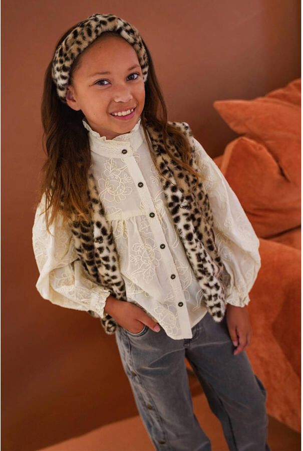 Like Flo rechtvallende gebloemde blouse met borduursels en ruches crème - Foto 3