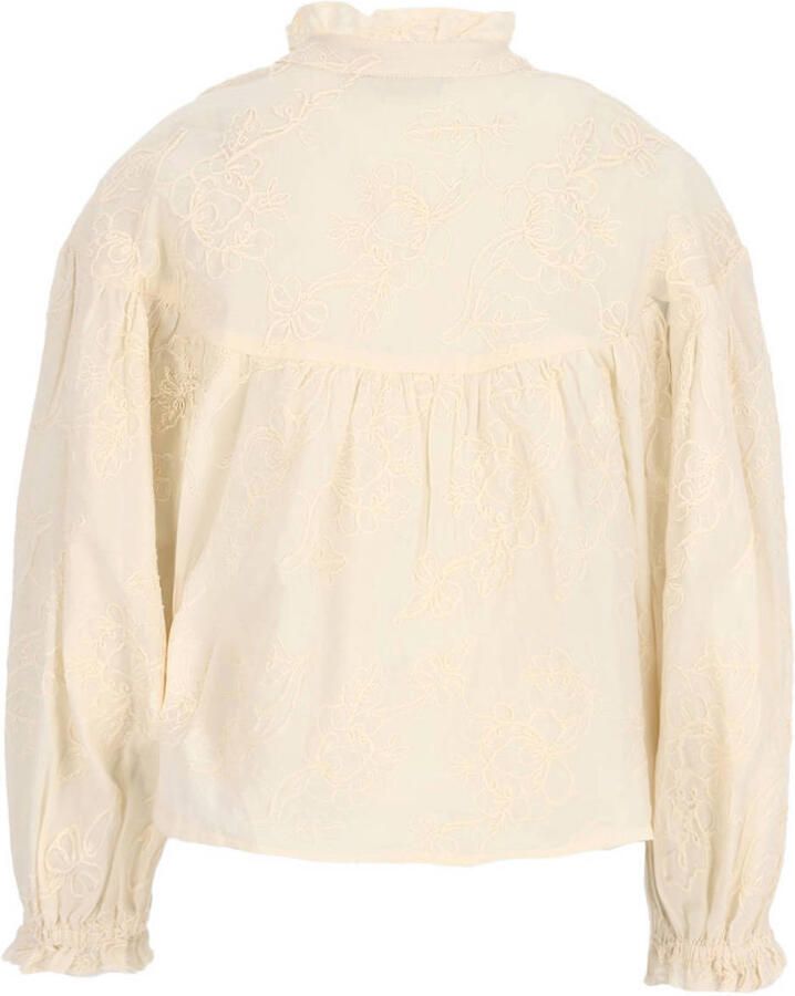 Like Flo rechtvallende gebloemde blouse met borduursels en ruches crème - Foto 2