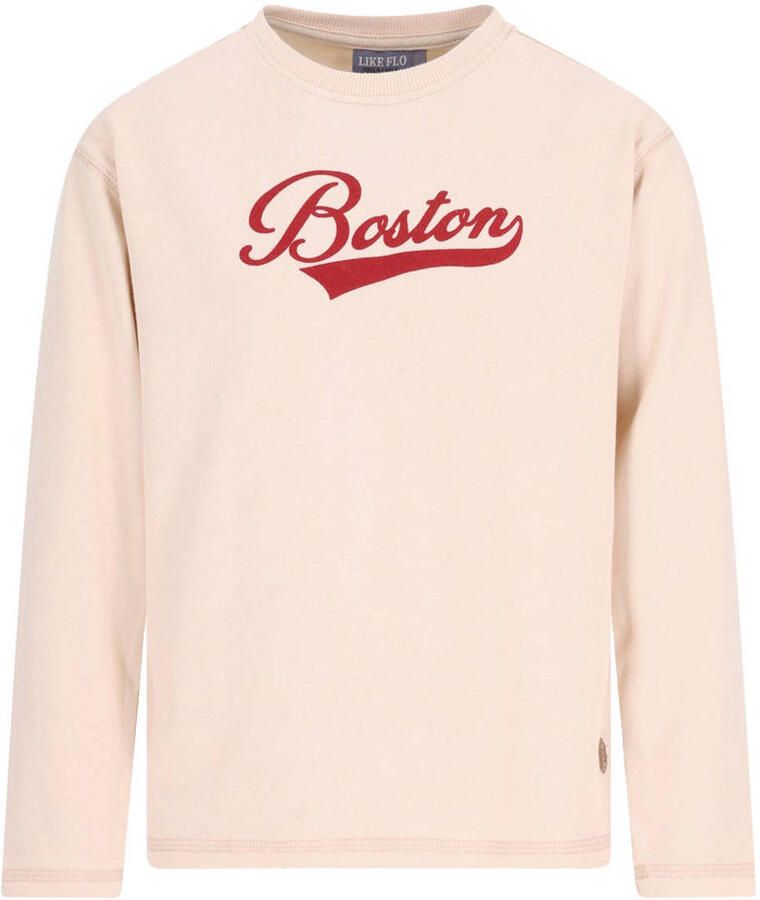 Like Flo rechtvallende longsleeve met print crème