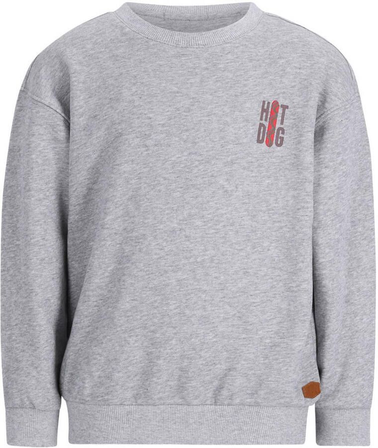 Like Flo rechtvallende sweater met backprint grijs