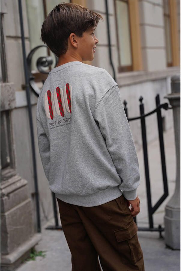 Like Flo rechtvallende sweater met backprint grijs - Foto 3