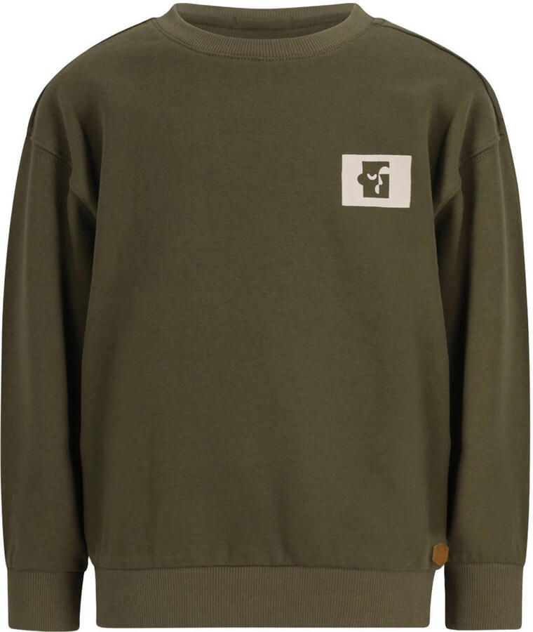 Like Flo rechtvallende sweater met backprint olijfgroen