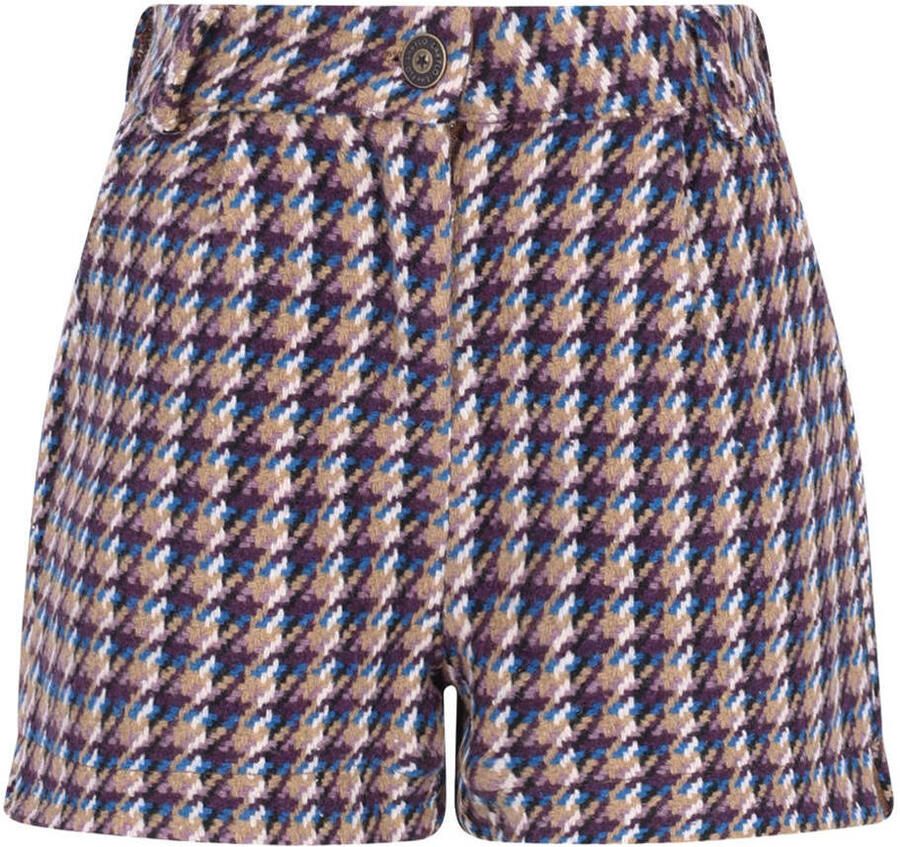 Like Flo regular fit regular waist pied-de-poule casual short paars