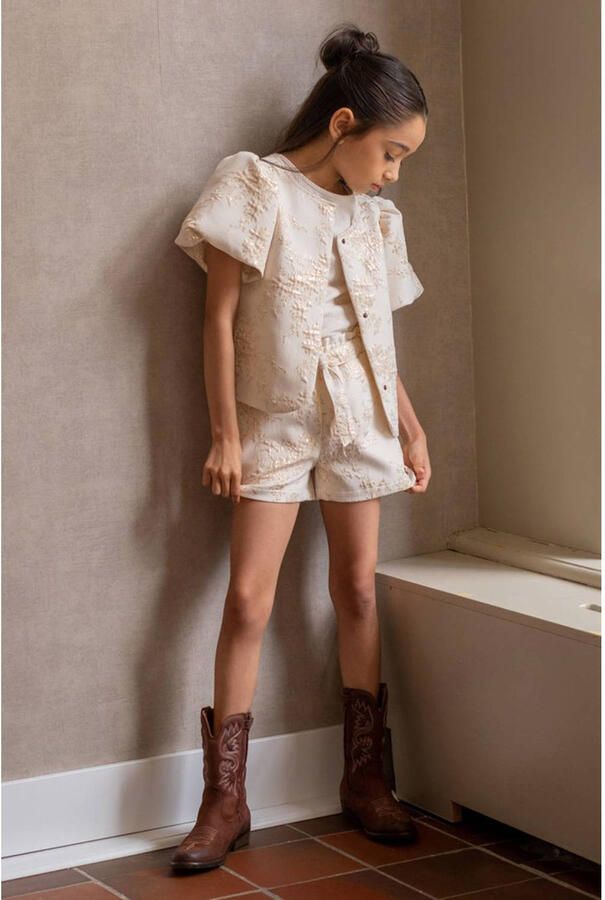 LIKE FLO Meisjes Broeken Fay-linn Flo Girls Jacquard Short Creme - Foto 5