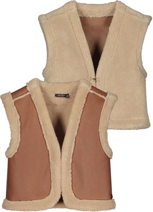 Like Flo reversible gilet Dewi cognac ecru