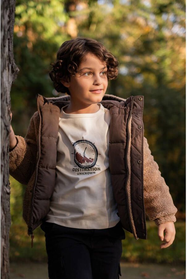 Like Flo reversible teddy winterjas donkerbruin - Foto 3
