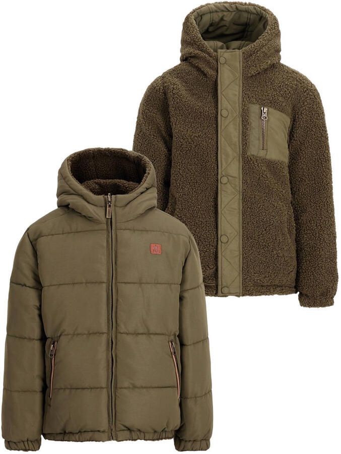 Like Flo reversible teddy winterjas donkergroen