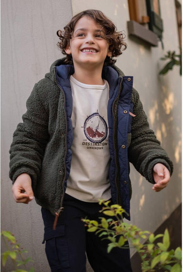 Like Flo reversible teddy winterjas marineblauw - Foto 2