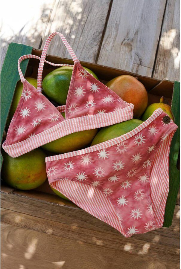 Like Flo reversible triangel bikini roodbruin creme roze - Foto 3