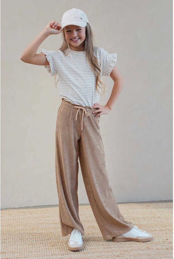 LIKE FLO Meisjes Broeken Fenna Satin Plisse Pants Khaki - Foto 3