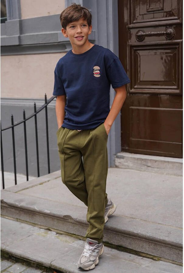 Like Flo straight leg casual broek olijfgroen - Foto 2