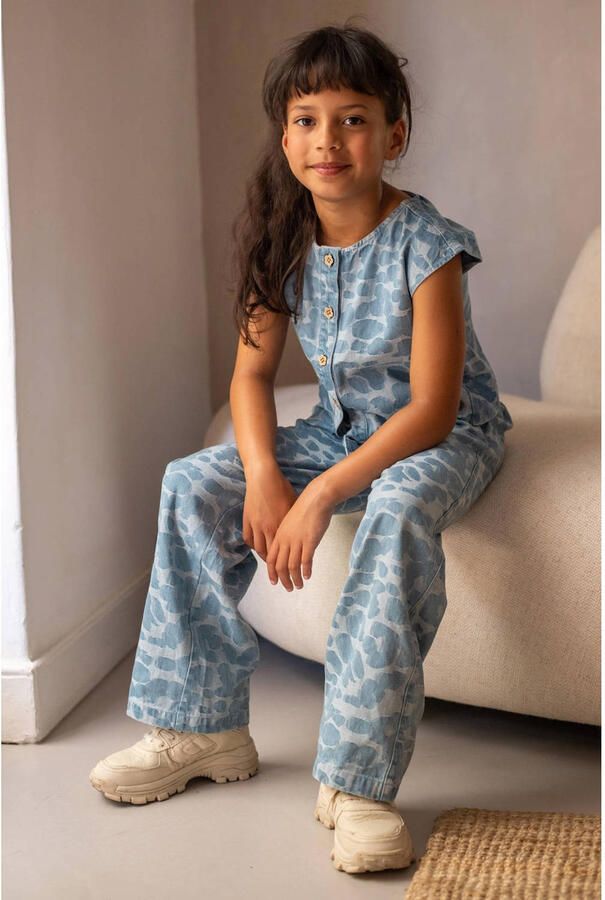 Like Flo straight leg jeans met panterprint light blue denim - Foto 4
