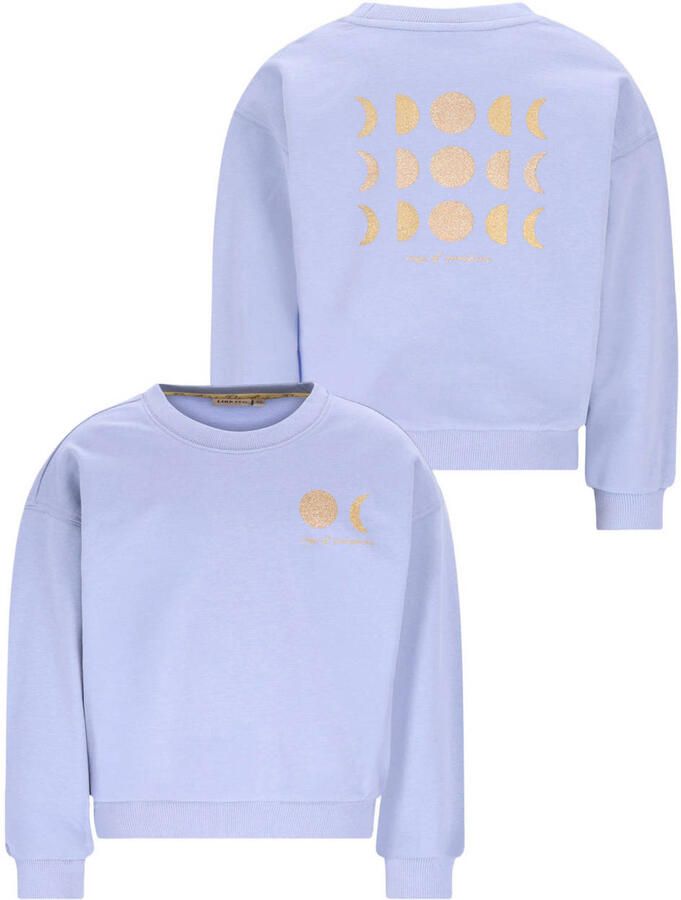 Like Flo sweater met backprint lichtblauw