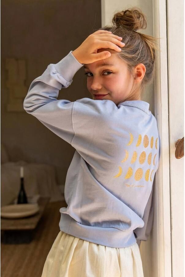 Like Flo sweater met backprint lichtblauw - Foto 2