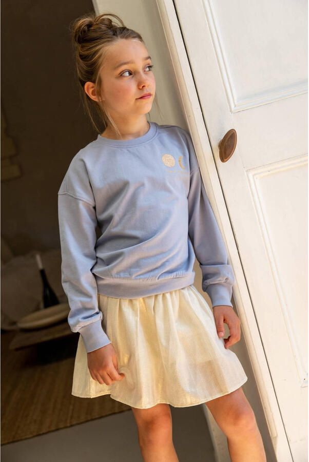 Like Flo sweater met backprint lichtblauw - Foto 3