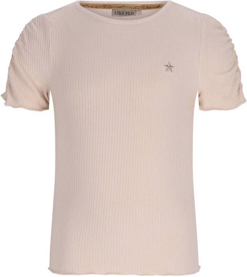 Like Flo T-shirt ecru rib gebreid