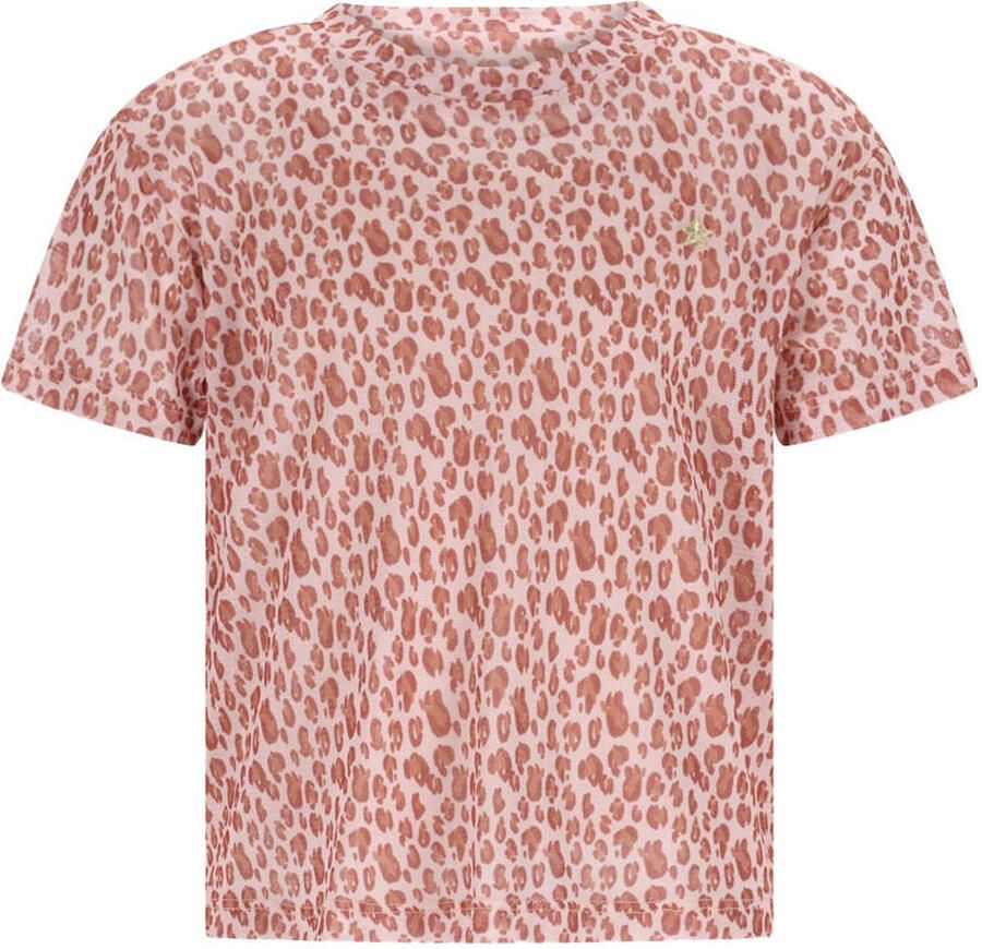 Like Flo T-shirt met panterprint roze